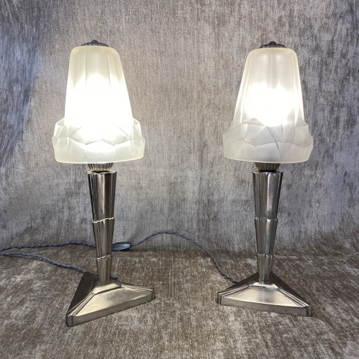 paire de lampes de chevets verres de...