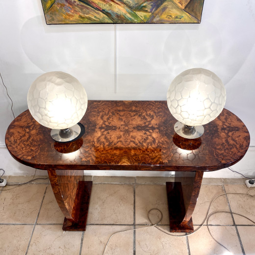 console de milieu en loupe de Noyer...