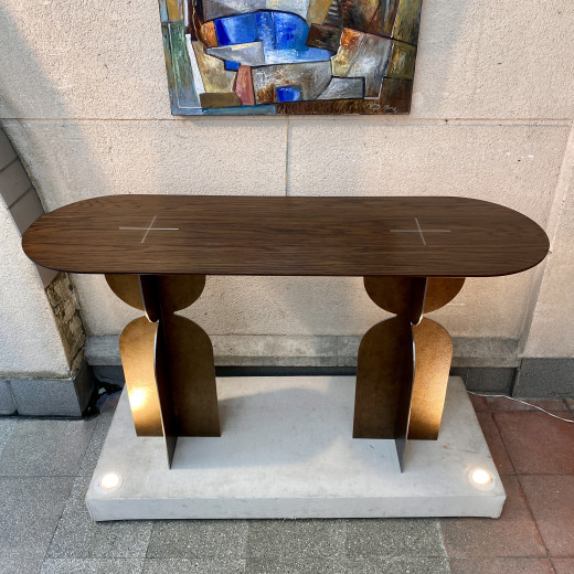 console design en bois exotique et...