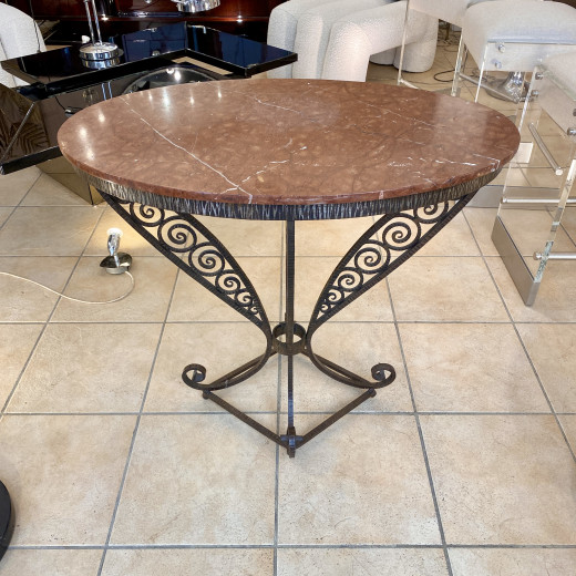 Petite console ovale en fer forgé et...