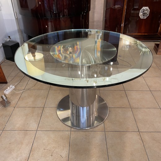 table circulaire en Inox et dalle de...